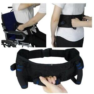 NEW Gait Belt Transfer Aid with 5 Handles Black Seniors Disabled Adjustable Size